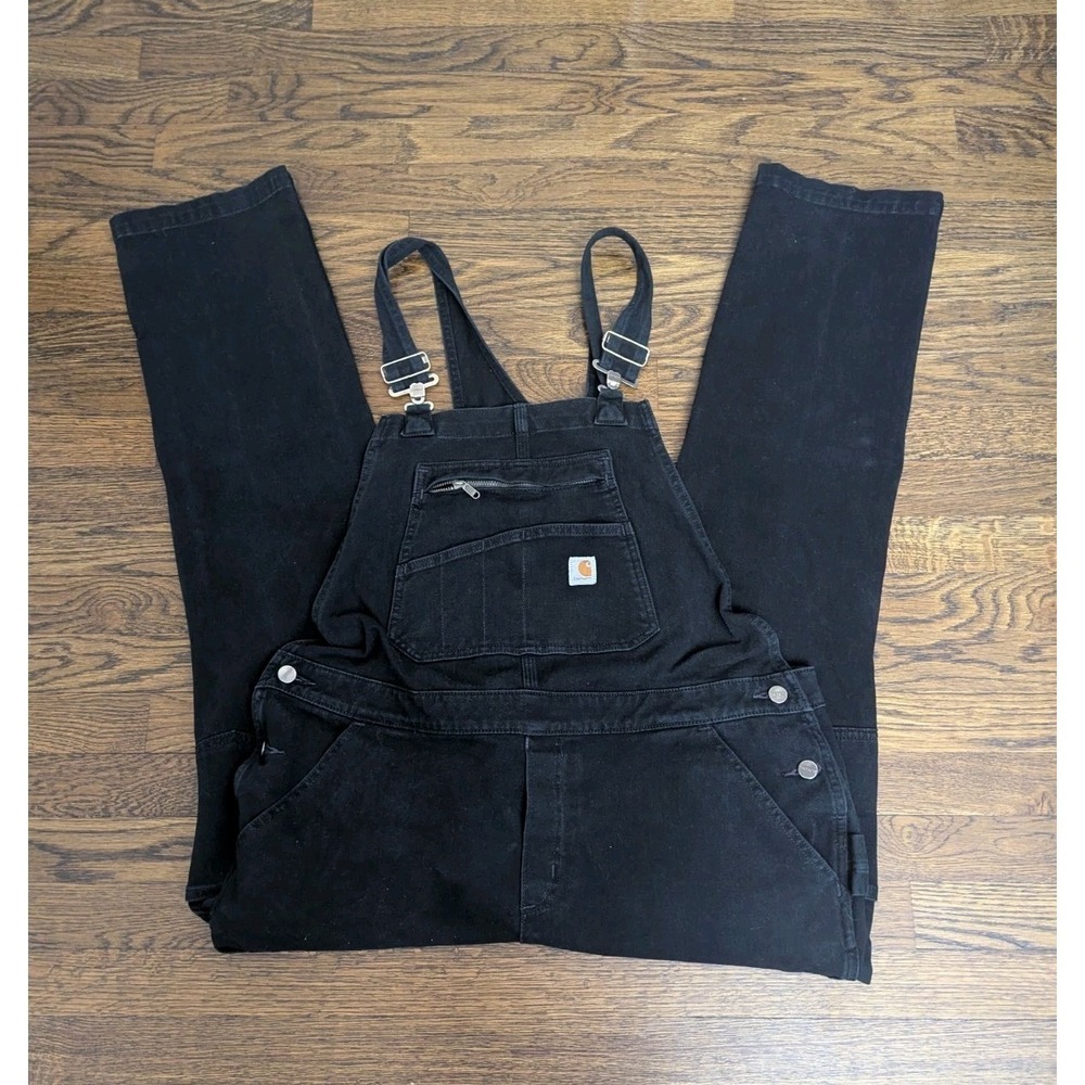 Carhartt Women's Rugged Flex Twill Double Front Bib Overalls OR4556-W Black XL